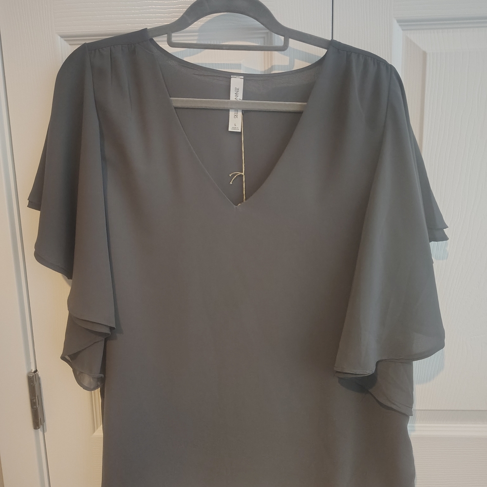 NWT Zenana Outfitters Charcoal Blouse